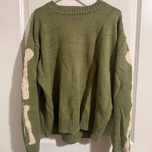Olive Green Kapital Japan Distressed Sweater with Skeleton 💀 Back